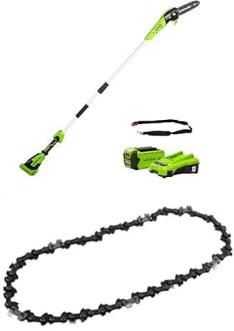 Greenworks Sega ad Asta a Batteria, Lunghezza Barra 8 Pollice (20cm), Velocità Catena 8m/s + Catena per Motosega