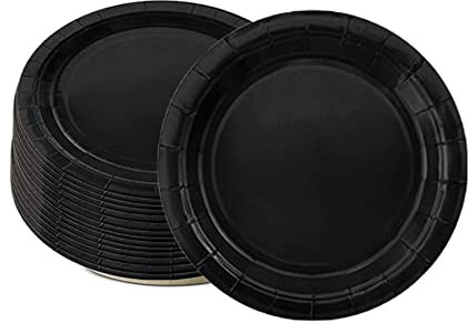 16PCS Midnight Black Paper Plates 18cm,Disposable Paper Plates 7 inch Solid Color Paper Round Dinner Plates Tableware Party Plates for Birthday,BBQs,Halloween,Picnic,Kids Shower Party Plates Supplies