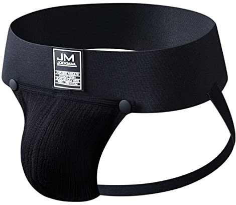 Jockstrap Herren String Tanga Mann Stretch Jocks Tanga Slip Männer Unterwäsche Jockstraps Sport Wäsche Atmungsaktiv Sportunterwäsche Schwarz M