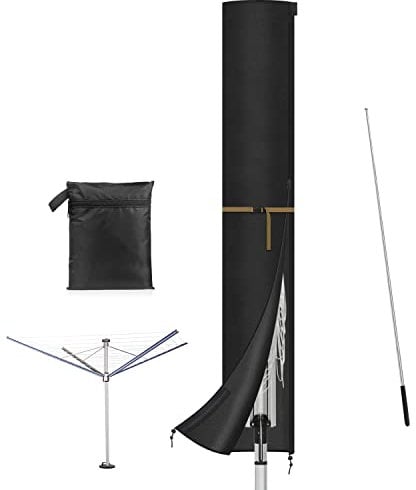 VANSHEIM Housse Séchoir Linge Housse de Protection Séchoir Parapluie Housse de Séchoir Parapluie Rotatif Extérieur Bache Parasol Imperméable avec Fermeture éclair et Tige Télescopique 200x32cm