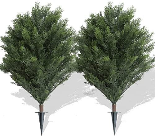 momoplant 101,6 cm UV-bewertete Zypressen-Formschnitt-Bodeneinfügung mit Spike Zedernholz künstlicher Busch (Indoor/Outdoor) Grün Indoor/Outdoor