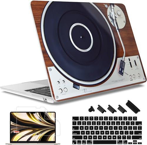 May Chen Compatible with MacBook Air 15 Inch Case Model A2941 M2 A3114 M3 Chip 2023 2024 Release, Protective Cover Laptop Hard Case with Keyboard Cover, Retro Music Machine