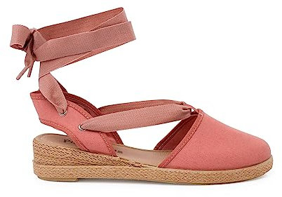 Pisamonas Alpargatas Cuña Y Cintas Piqué Size 38 Color Rosa Claro