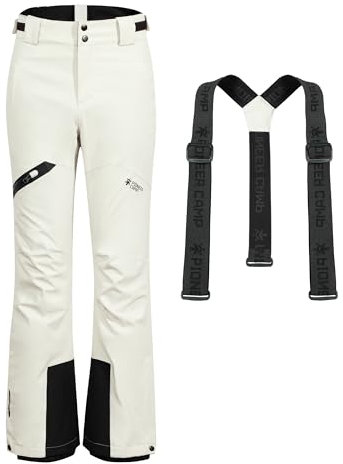 Pioneer Camp Skihose Damen Schneehose abnehmbaren Hosenträgern Wasserdicht Winddichte Verschweißte Nähte Schneefang Snowboardhose Softshellhose Outdoorhose Funktionshose Wolken Grau XL