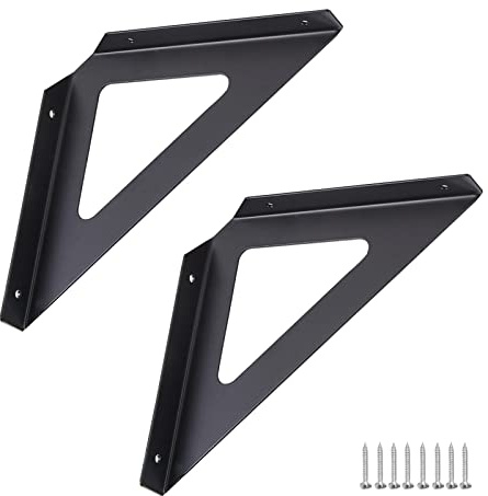HJXGQJM Dreieck Regalhalterung 19cm 24cm Regalträger Schwarz 2 Stück - Wandregalhalterung, Metalleisen, Belastbarkeit 60kg, Gartentrennwände, Platz Sparen Regalträger Wandregalhalterung(240x240mm)