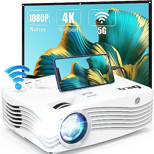 Vidéoprojecteur natif 1080P Full HD, 5G WiFi 4K, écran 300, portable, compatible avec smartphone, ordinateur portable, clé TV