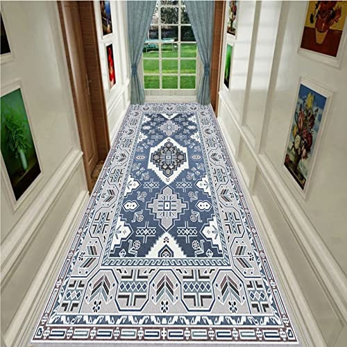 Teppich Läufer Flur Rutschfest Blauer Teppichläufer für Flur, Gang, Eingang, Hotel, 1 m, 1,5 m, 2 m, 2,5 m, 3 m, 3,5 m, 4 m, 4,5 m, 5 m, 5,5 m, 6 m, schmaler Läufer mit Gummirücken ( Size : 80×100cm )