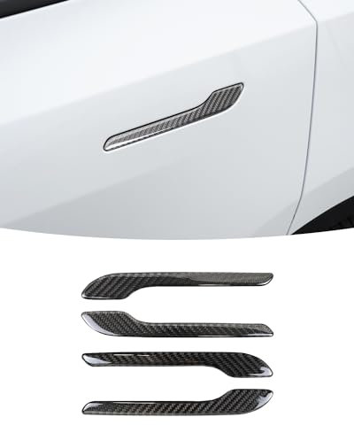 EULIMBQS Carbon Fiber Door Handle Cover for Tesla Model 3 2017-2023 Door Handle Trim Sticker Cover for Tesla Model Y 2020-2023 (Light Carbon)