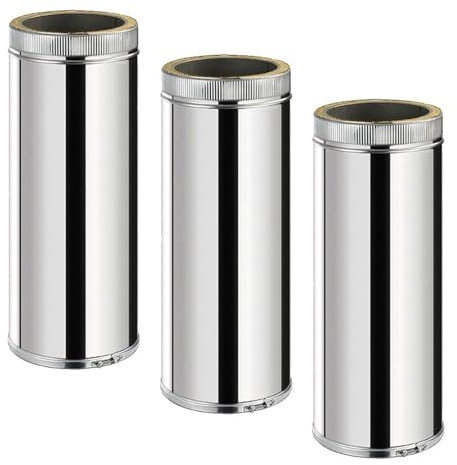 TDPS500 - Tubo de doble pared aislado para estufa de leña (50 cm, diámetro de 125)
