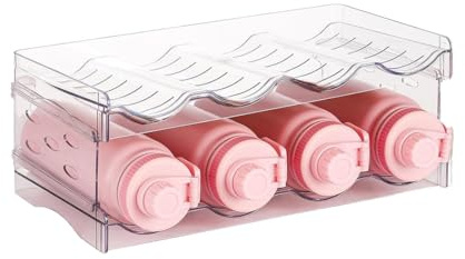 XIANTIAN Stackable Water Bottle Organiser,Wine Rack, Cupboard Organiser,Plastic Bottle Holder, Holds 8Bottles (2, hold 4containers in each shelf)