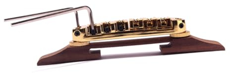 ibasenice Archtop Jazz-gitarrenbrücke Mit Goldenen Rollensätteln Aus Rosenholz Verstellbar Und Selbstjustierend Für Archtop-gitarren b Modell