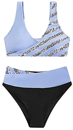 SKTIISN Bikini Damen Set Push up XL Blatt Sport Bikini Damen Badeanzug Swimsuit Tankini Damen Set Tankini s. ey Sonnencreme