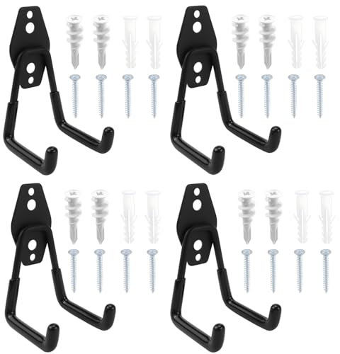 CHRI 4 Stück Wandhaken Garage Schwerlast Garagenhaken Wandhaken Klein(68mm)/Mittel(130mm)/Groß(188mm) Robuste Aufbewahrungshaken Gerätehaken für die Organisation von Garagen und Gartengeräten (Klein)
