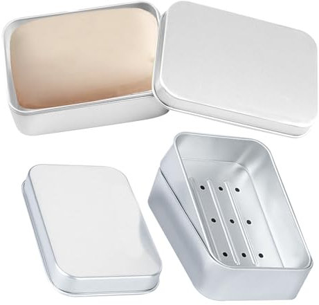 Neodtx 2pcs Seifendose Aus Aluminium Herren Seifenschale Mit Deckel Rasierseife Seifenbox Wasserdicht Klein Für Reise,Rostfrei Seifenbehälter Feuchtigkeitsbeständig Soap Holder Für Zu Hause