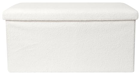 HOME DECO FACTORY Globus Deko-Globus Antik-Look auf Holzfuß | Klappbank Bouclette mit Stauraum, Sitzgelegenheit und Ablagefläche, Wohnzimmer, Schlafzimmer oder Eingangsbereich, 76x38x38cm