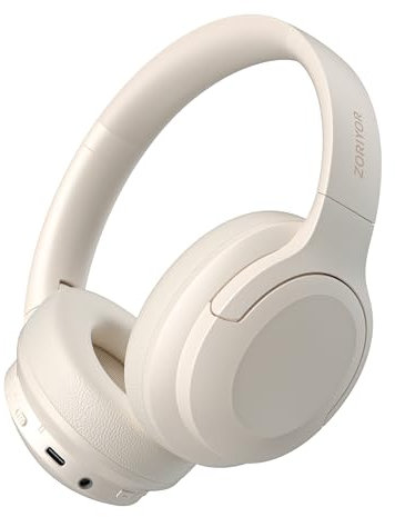 ZORIYOR Z1 Pro Auriculares Inalámbricos ANC Sonido HiFi, Auriculares Bluetooth 5.3 Autonomía de 70 Horas, Reducción de Ruido ENC para Llamadas IPX4 Diseño Ergonómico Beige