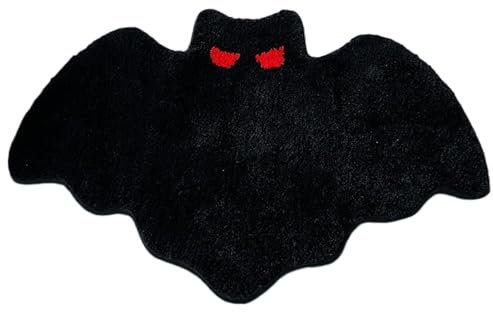 Gothic Teppich, Halloween-Badmatte, 23,6 x 175,7 im saugfähigen Fledermaus-Halloween-Teppich mit Nicht rutschernem Rücken, dekorativer schwarzer Gotikteppich für Zuhause, Büro, Party