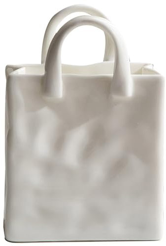 Handtasche Keramikvase, Weiße Minimalistische Dekoration, Moderne Dekorative Vase Im Skandinavischen Stil Für Heimdekoration, Tischdekoration, Blumenvase, Stifthalter, Make-Up Pinselhalter