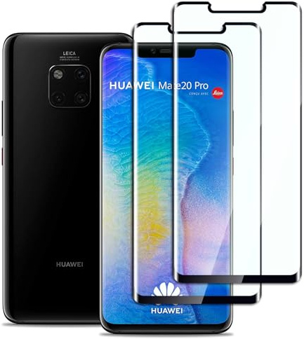 Dlxiks Protector de Pantalla para Huawei Mate 20 Pro, Cristal templado Antiarañazos,Dureza 9H, fácil instalación, Sin Burbujas, Antiarañazos, HD Transparente, 2 Unidades