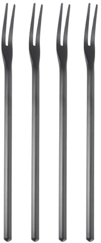 Sourcing Map Lot de 4 fourchettes à olives avec manche de 16 cm de long, en acier inoxydable, noir