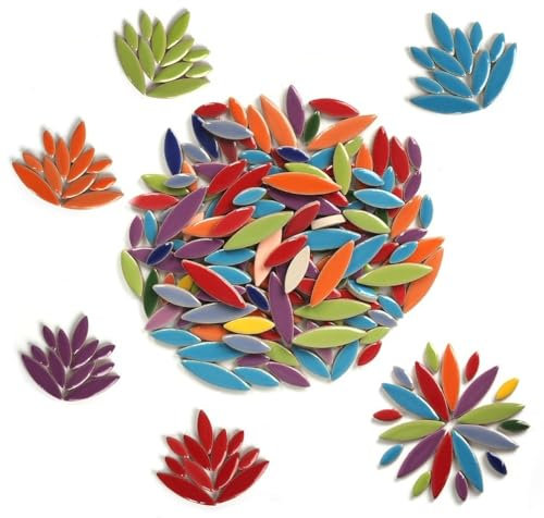 SHBHWS Mosaik 100 g unregelmäßige Keramik-Mosaikfliesen, mehrfarbige Blütenblatt-Mosaikfliesen, DIY-Mosaikherstellungssteine ​​für Handwerk, Hobby, Kunst, Wanddekoration Mosaiksteine(Mixed)