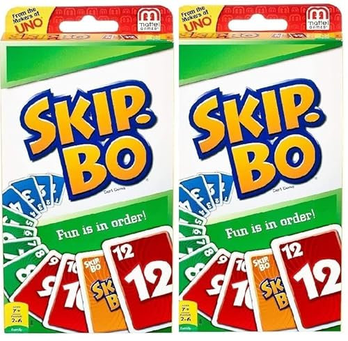Mattel Skip-Bo und Skip-Bo Kartenspiel Combo 2er Pack