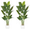 ZEEOZE 2Pcs Artificial Bird of Paradise Plant 200cm Tall Fake Tropical Palm Tree Large Fake Plants with 15 Banana Leaves Faux Plant Indoor Decor Trees White Pot for Home Bedroom Living Room Office