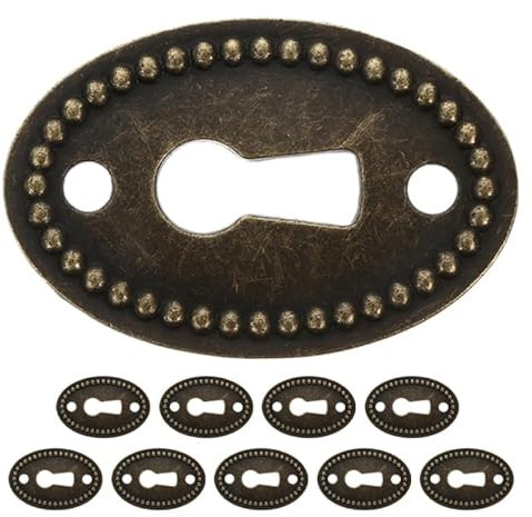 Housoutil Placas Decorativas Ovaladas De Aleación De Zinc Para Cerraduras Juego De 10 Piezas Para Cajones Y Gabinetes Estilo Vintage Para Decoración De Hogar Y Oficina