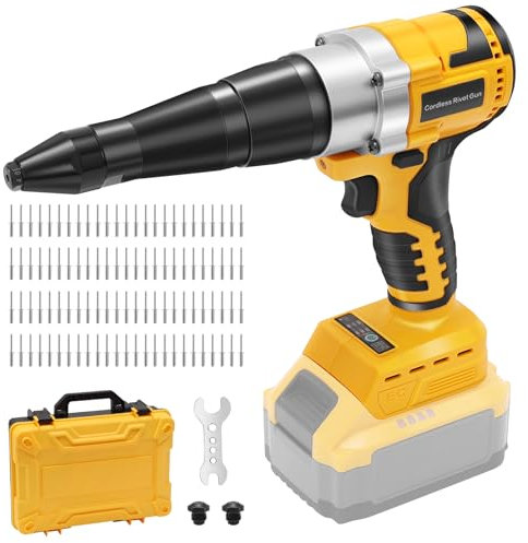 Pistola remachadora inalámbrica para batería Dewalt de 20 V máximo, pistola de remache eléctrica automática sin escobillas para remaches de 1/8 pulgadas, 5/32 pulgadas, 3/16 pulgadas, con 100 remaches