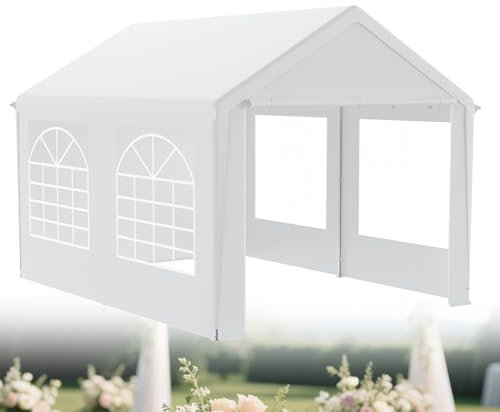XMTECH Partyzelt Pavillon 3x4 m wasserdicht UV-Schutz 50+ mit herausnehmbaren Seitenteilen, Gartenpavillon Hochzeitszelt 12m² mit PE-Plane, stabil & wetterfest – Weiß
