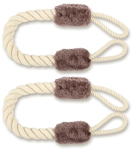 AYESY Türstopper Klinke, 2 Stück Türkordel Klemmschutz, 60 cm Baumwolle Türstopper Seil für Haustier und Kinder Fingerschutz, Türklinken stopper, kein Zuknallen der Tür mehr(Braun)