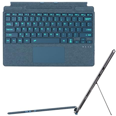 HEKUEUN Type Cover per Microsoft Surface Go 4 2023 / Go 3 2021 / Go 2 2020 / Go 2018, Tastiera Touchpad Retroilluminata 7 Colori, Tastiera Portatile Ultrasottile Staccabile con Portapenne,Blu