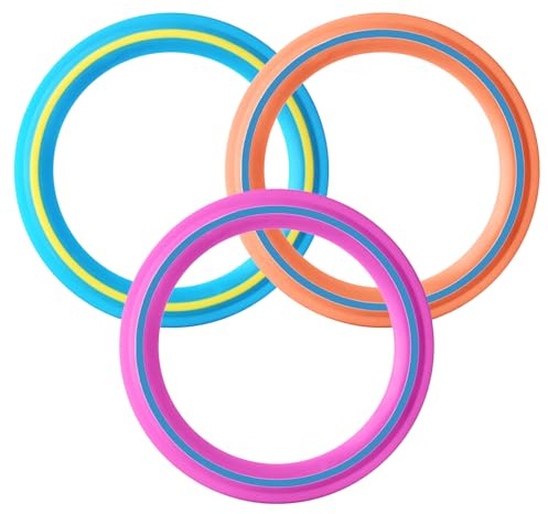 3 PCS Fliegende Scheibe, 25 cm Sport Scheiben Flugscheiben Set Wasser Frisbee Flying Ring Wurfring Outdoor Spiele Anzug für Pool Strand Hinterhof Familie Spaß (Orange, Rot, Dunkelblau)