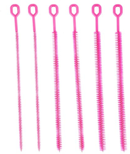 Fukaisu 6pcs Straw Cleaner Brushes for Stanley, 12.6in Extra Long Reusable Straw Brushes 4 Diameters Full Bristle Coverage Cleaning Accessories for Water Bottles Tumblers Sippy Cup Tube Gap (Pink)