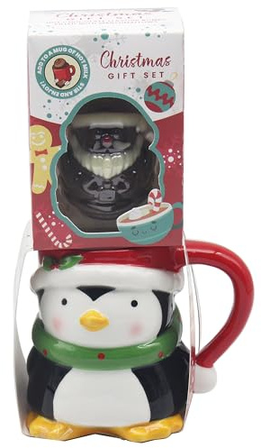 The Leonardo Collection Penguin Food Gift Novelty Mug & Chocolate Bomb for Hot Drinks | Reusable Fine China Coffee Cups for Kitchen & Home | Durable Printed Tea Mugs for Every Occasion