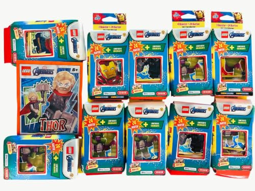 Lego 10x Marvel Avengers Serie 1 Blister Pack insgesamt 40 Booster Packs Blue Ocean Sammelkartenspiel 250 Karten + Thor Minifigur