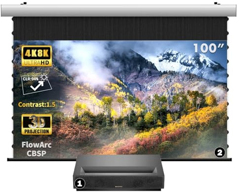 Formovie Cinema Edge 4K UST Projector with FlowArc 100 CBSP Screen | 2100 ISO Lumens | 94% CLR | Immersive Cinema Experience