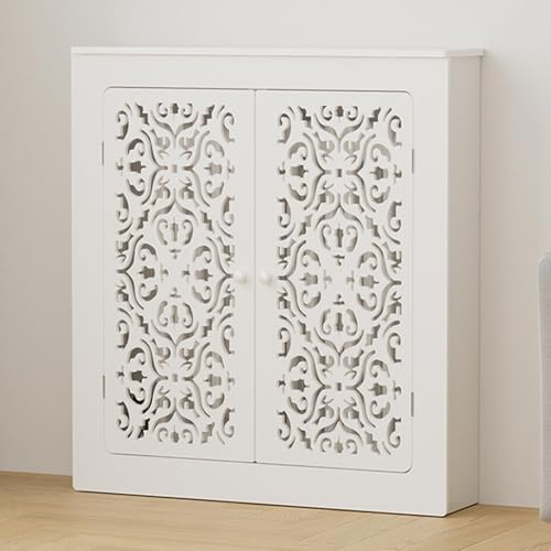 Cache Radiateur Hauteur 100 Cm Blanc Tablette Radiateur Couvercle De Radiateur Moderne Anti-Fumé Et Anti PoussièRe Pour Rangement Et La Décoration(L50xH80xD20cm)