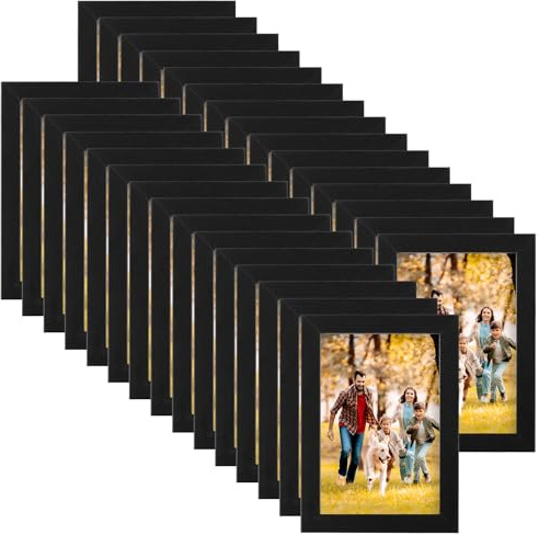 LDXDRU 30 Stück Bilderrahmen 10x15 cm, Schwarz Fotorahmen Collage Set für Wohnzimmer Schlafzimmer Kinderzimmer Büro Treppenhaus Flur, Wand- oder Tischaufsteller