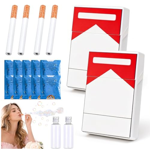 Seifenblasen Zigaretten, 2 Stück Bubble Puff Zigaretten, Stressabbau Zigaretten Seifenblasen, Lustige Bubble Cigarette Spielzeug für Erwachsene & Kinder, Party-Requisiten, Cosplay, Party, Geschenk