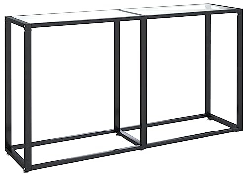 fsahslih Konsolentisch 140x35x75,5 cm Glas Tisch Transparent | Stilvoller Beistelltisch aus Sicherheitsglas und robustem Stahl für Ihr Wohnzimmer, Ihren Flur oder Eingangsbereich.