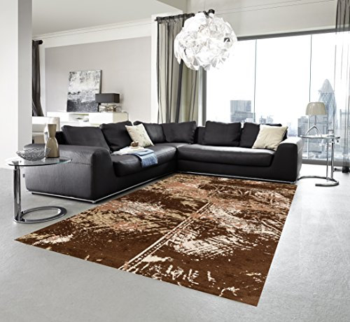 ASTRA 6805054163060 Webteppich Teramo in verschiedenen Farben und Größen erhältlich, Teppich, Polyester, patchwork braun, 140 x 200 x 1,3 cm