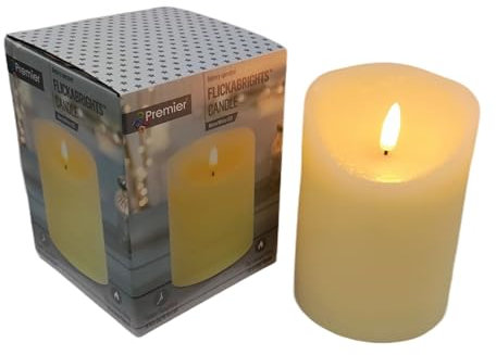 Premier 13cm FLICKABRIGHT Battery Operated Warm White LED Pillar Candle