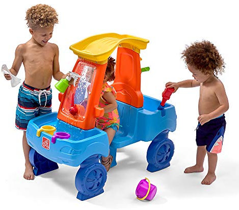 STEP2 Car Wash Splash Center Auto Wasserspieltisch | Großer Wassertisch mit 13-teiligem Zubehörset | Garten Wasser Spielzeug für Kinder