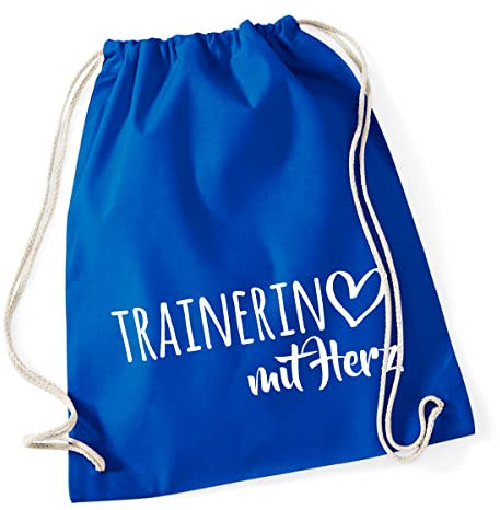 Huuraa Tasche Trainerin mit Herz Geschenk 12 Liter Bright Royal Baumwolle Trainerin Mitbringsel