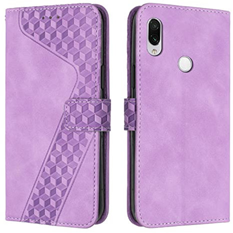 OKZone Kompatibel mit Xiaomi Redmi 7/Xiaomi Redmi Y3 Hülle, PU Leder Handyhülle Tasche Wallet Schutzhülle Flip Cover Klappbar Stoßfeste Brieftasche Etui mit Magnet Kartenfach TPU Lederhülle (Violett)