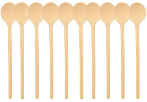 teemando® 10 X runder Marken-Kochlöffel aus Holz, 20 cm, Kochlöffel zum Kochen und Backen