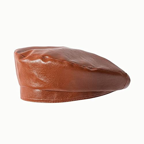 tcax Baskenmütze Damen Herren Damen Baskenmütze Leder Baskenmütze Unisex Bucket Hats Caps Baskenmützen, Stil 4,55-58 cm