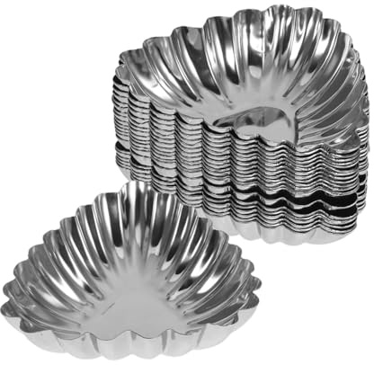 SHERCHPRY 20 Stück Mini Törtchen Form Edelstahl Eiertörtchenformen Für Backtörtchen Backen Muffinformen Für Cupcakes Dessert Formen Für Küche Restaurant Bäckerei