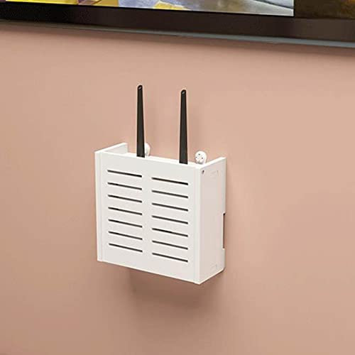 Zoegneer Heat Dissipating Wireless Router Rack Wallmounted WiFi Storage Box, Storage Wall-Mounted Bracket For Storage Of Wires And Routers(LUQ Louver Small)